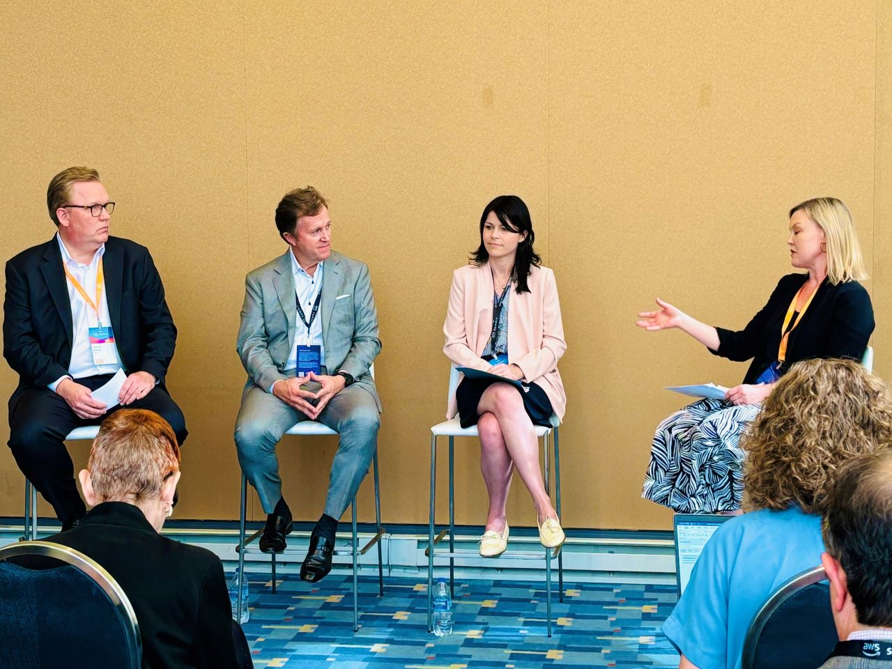 (l to r) AWS Vice President of Public Policy for the Americas Shannon Kellogg, Entergy Mississippi President and CEO Haley Fisackerly, ACORE Senior Vice President of Policy and Engagement Lesley Hunter